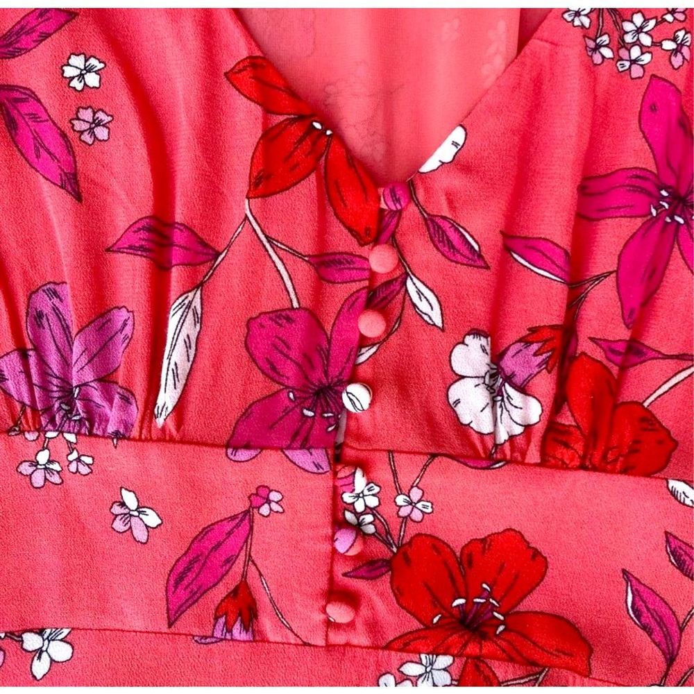 Banana Republic Red Floral Midi Dress - Picture 5 of 6